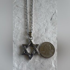 Silver Toned Adjustable Link Chain with Woven Star of David Design NEW!